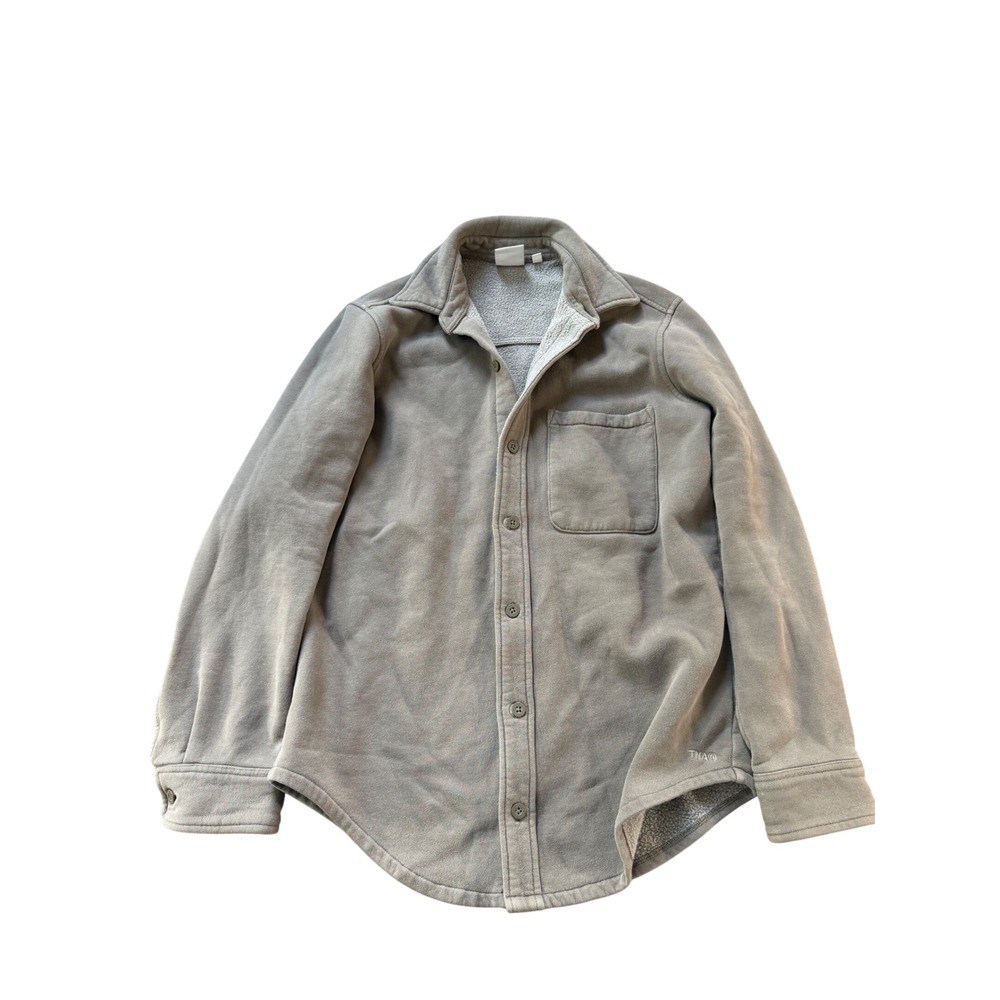 TNA Aritzia Sweatfleece Cozy Fleece Boyfriend Fit Shacket Shirt Jacket XS Taupe